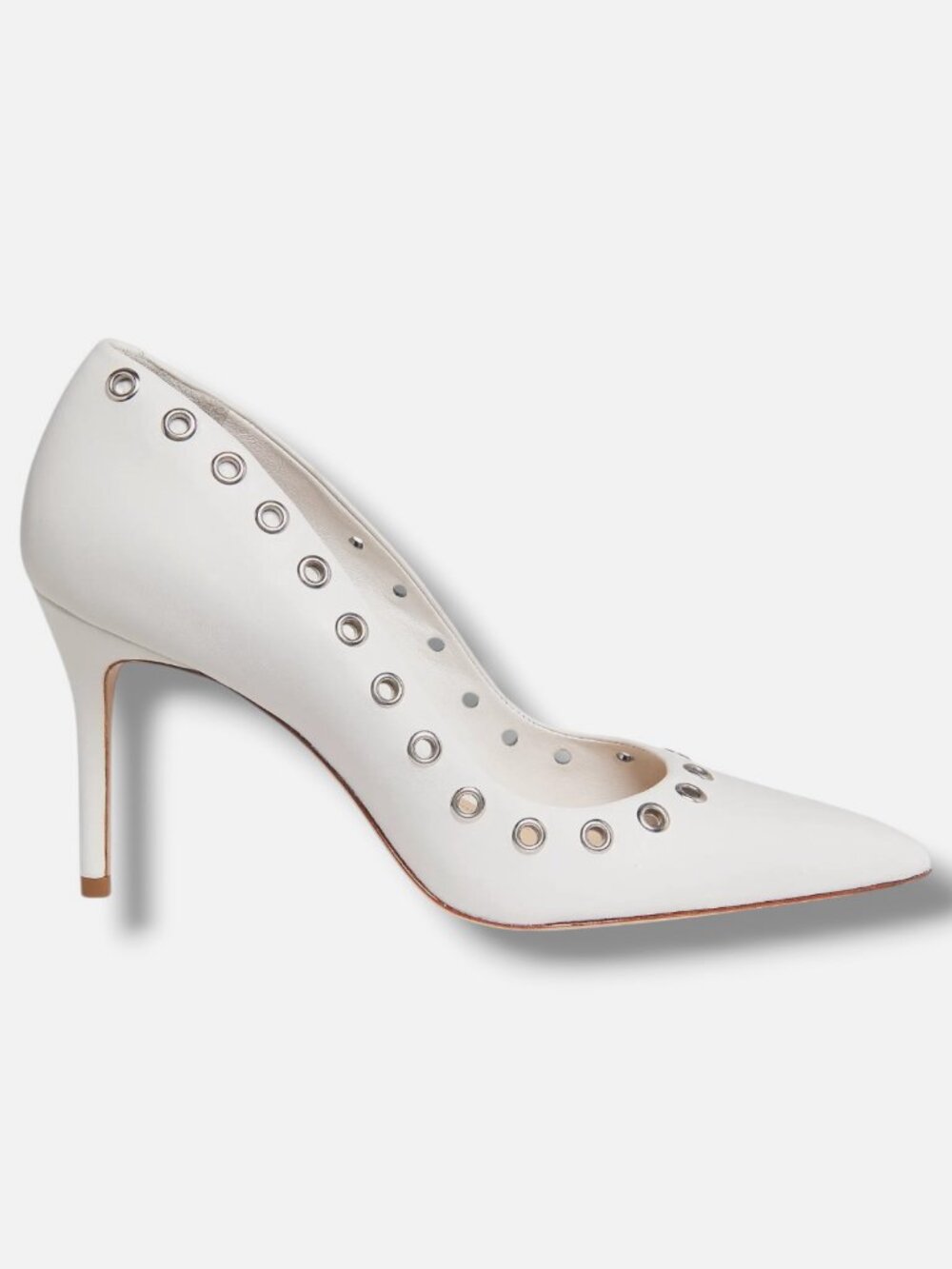 22élevé Women's White Grommet-Embellished Leather Pumps Shoe Size EU:35.5 US:5.5